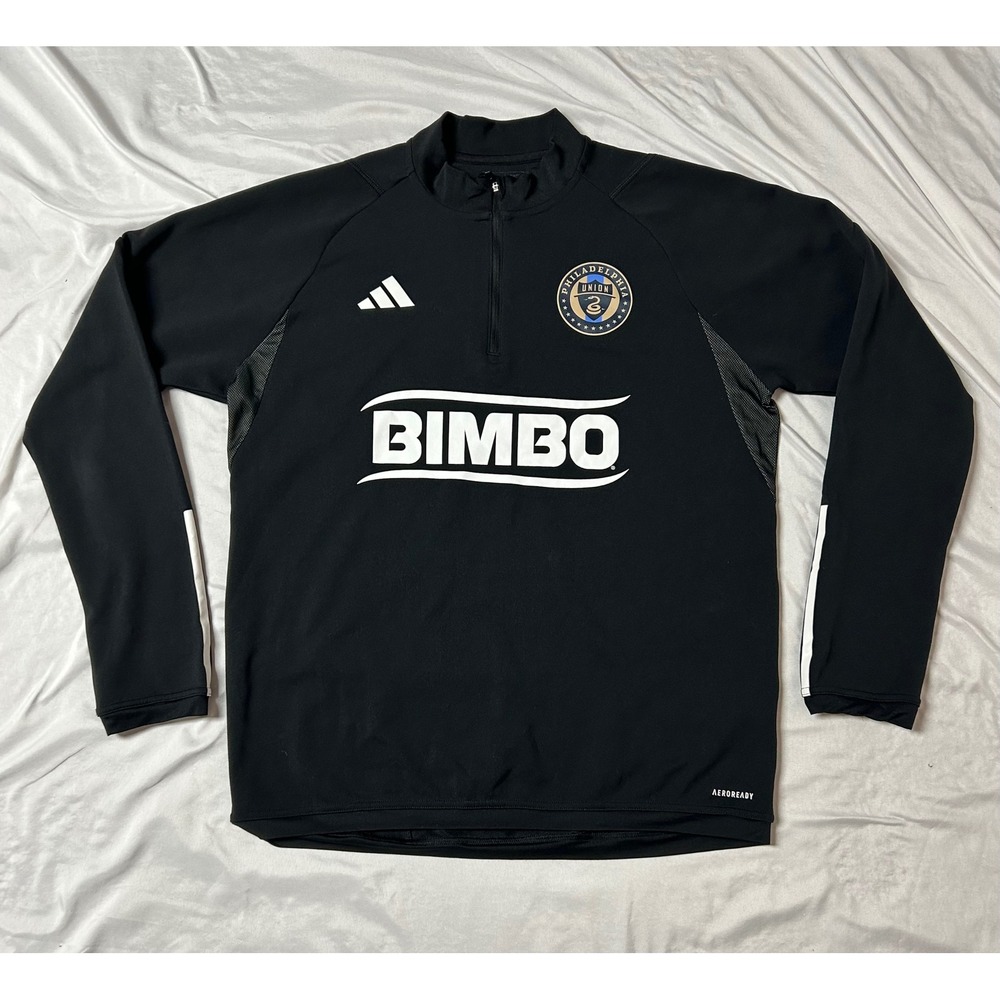 Adidas Philadelphia Union MLS Soccer Training Top Black Quarter Zip HK7644 Men L